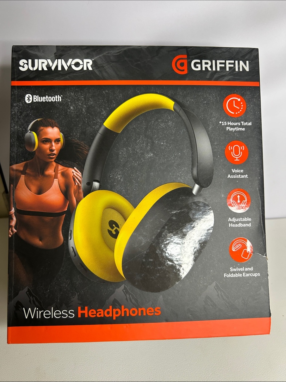 Griffin Survivor Wireless Bluetooth Headphones NEW Black Yellow
